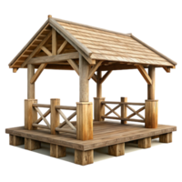 serene artistic Timber Bridge Structure Side View Isolated original png