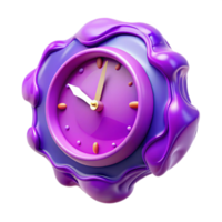 stunning creative Time Distortion Clock Face Melting Purple Transparent Background authentic png