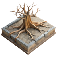 stunning abstract Tree Roots Breaking Through Asphalt Cutout Side View authentic png