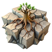 elegant classic Tree Root Breaking Through Concrete Cutout with Realistic Texture high resolution png