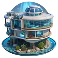 vibrant artistic Underwater City Hotel with Panoramic Views Transparent high resolution png