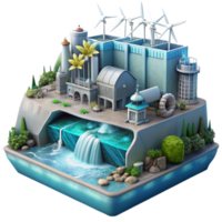 magnificent traditional Underwater City Hydroelectric Dam with Turbines Transparent Background png