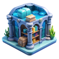 beautiful artistic Underwater City Library with Books and Archives Transparent exclusive png