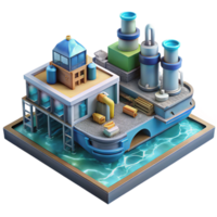 impressive rustic Underwater City Manufacturing Plant with Assembly Lines Transparent Background original png