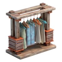 dramatic artistic Upcycled Clothing Display Rack Wooden Cutout premium png