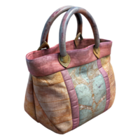 impressive rustic Upcycled Sari Fabric Tote Bag Isolated detailed png