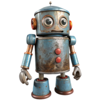stunning contemporary Upcycled Tin Can Robot Front View Transparent Background premium png