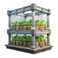 serene artistic Urban Vertical Farm with Hydroponic System Isolated on Transparent Background exclusive png