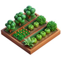 wonderful creative Vegetable Garden Plot Top View Transparent Background with Lush Green professional png