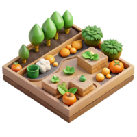 magnificent vintage Vegetable Garden Plot Top View Transparent Background with Lush Green high quality png