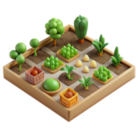 stunning abstract Vegetable Garden Plot Top View Transparent Background with Lush Green professional png