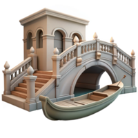 impressive abstract Venetian Bridge with Gondola Passing Underneath Transparent Background genuine png
