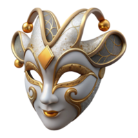 serene artistic Venetian Mask Isolated with Gold Accents Transparent Background authentic png