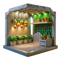 elegant vintage Vertical Farm Interior Lit Scene Cutout high quality png
