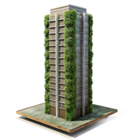 impressive rustic Vertical Forest Skyscraper Side View Isolated professional png