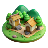 wonderful classic Village Scene Peaceful Green Cutout detailed png