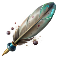 extraordinary rustic Vintage Feather Pen Isolated with Ink Splatters premium png