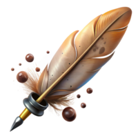 vibrant classic Vintage Feather Pen Isolated with Ink Splatters authentic png