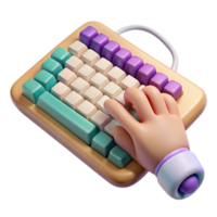 magnífico contemporâneo virtual teclado com digitando mãos elemento original png