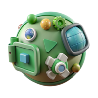 beautiful vintage Virtual World Creation Software Interface with Green Ui Isolated high quality png