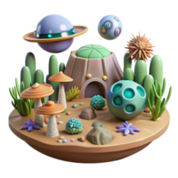 serene abstract Virtual World with Alien Flora and Fauna Cutout high quality png