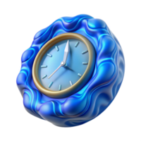 elegant vintage Warped Clockface Transparent Background with Blue Glow high resolution png