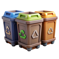 beautiful rustic Waste Sorting Bins with Labels Isolated high resolution png