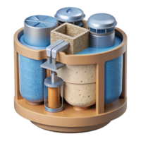 elegant vintage Water Filtration System Cross Section Diagram Isolated Element authentic png