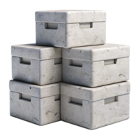 serene creative White Storage Boxes Stacked Cutout premium png