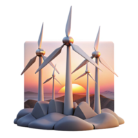 vibrant abstract Wind Turbine Farm at Sunrise Transparent Element high quality png