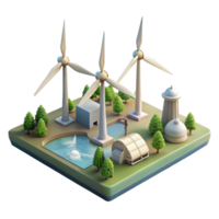 impressive minimalist Wind Turbine Farm Landscape View Transparent professional png