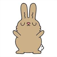 A cartoon rabbit with its eyes closed and its hands up video