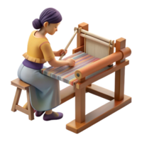 serene abstract Woman Weaving on Loom Side View Transparent Background with Soft Lighting high resolution png