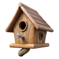 beautiful rustic Wooden Birdhouse on Tree Branch Cutout Isolated Element authentic png
