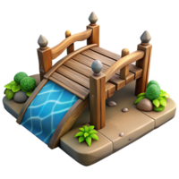 extraordinary minimalist Wooden Bridge Over Stream Rustic Design Transparent Background exclusive png