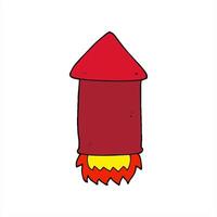A red rocket with a yellow tail on a white background video