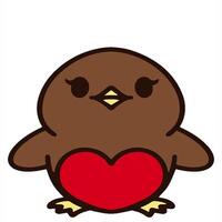 A cartoon brown bird with a heart in its beak video
