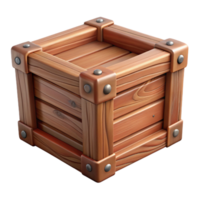 impressive abstract Wooden Crate Front View Isolated Element premium png