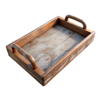 dramatic artistic Wooden Serving Tray with Rustic Finish Transparent Background professional png