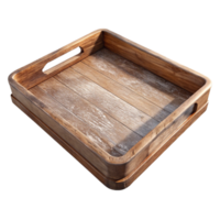 vibrant creative Wooden Serving Tray with Rustic Finish Transparent Background high resolution png