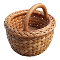 elegant artistic Woven Basket with Handles Natural Fibers Cutout high resolution png