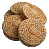 magnificent rustic Woven Coasters Set of Four Isolated Element authentic png