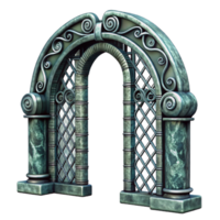 dramatic artistic Wrought Iron Gate Arch Design Isolated Element Transparent Background high quality png