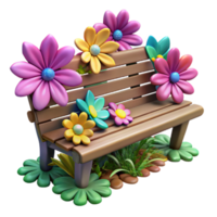 magnificent abstract Park Bench Surrounded by Flowers Cutout Colorful Blooms authentic png