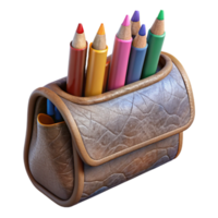 serene vintage Pencil Case with Colored Pencils Isolated high resolution png