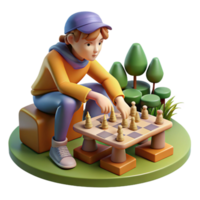 vibrant minimalist Person Playing Chess in Park Isolated genuine png