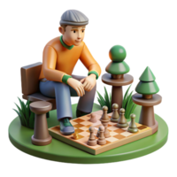 magnificent modern Person Playing Chess in Park Isolated high quality png
