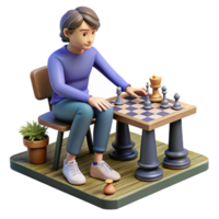 dramatic contemporary Person Playing Chess in Park Isolated high resolution png