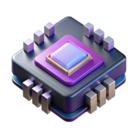 wonderful creative Quantum Computer Chip Isometric View Isolated high quality png