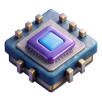magnificent classic Quantum Computer Chip Isometric View Isolated detailed png